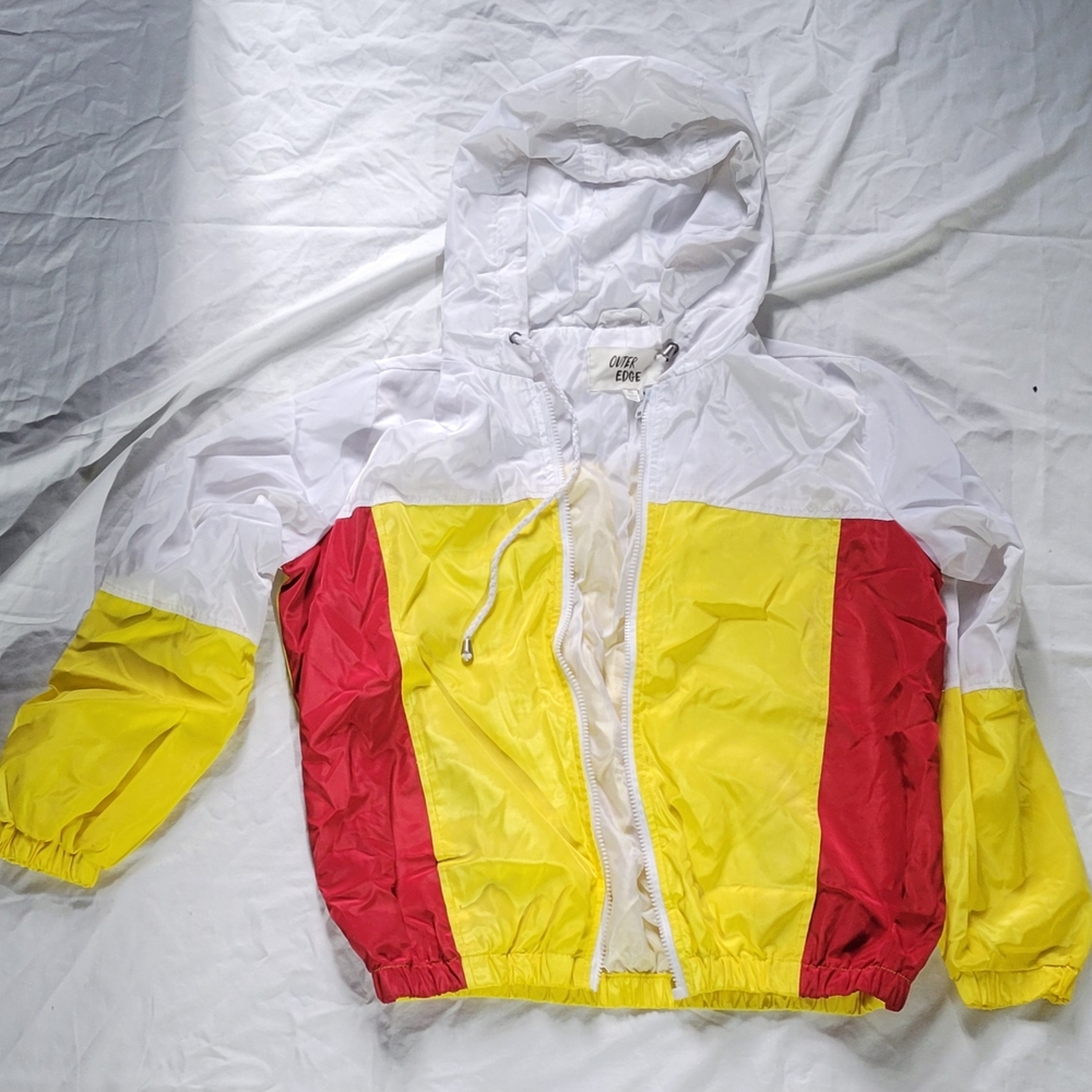 Outer Edge White, Yellow, and Red Windbreaker Jacket